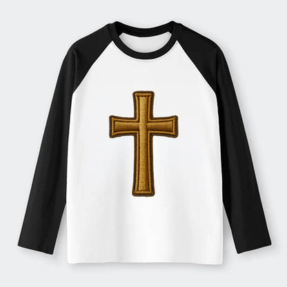 Latin Cross - Raglan Long Sleeve T-Shirt - Black