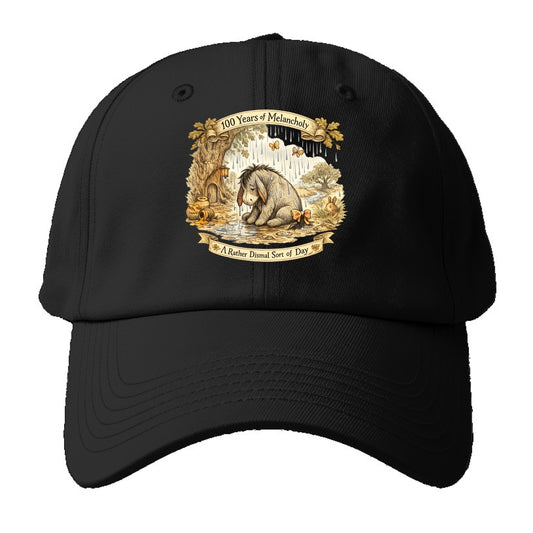 GLOOMY GLEN | Droopy figure in rain | Tattered tail bow | Pessimistic - Baseball Cap For Big Heads - Black