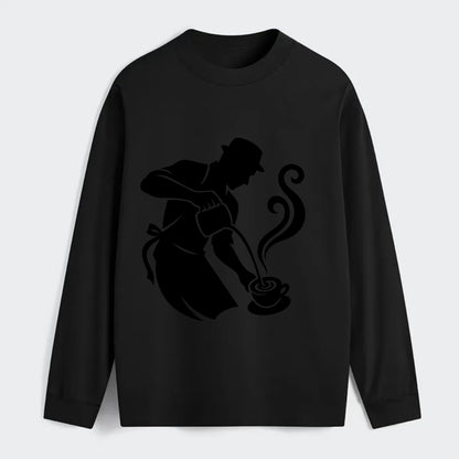 Barista creating latte art - Classic Long Sleeve Shirt - Black