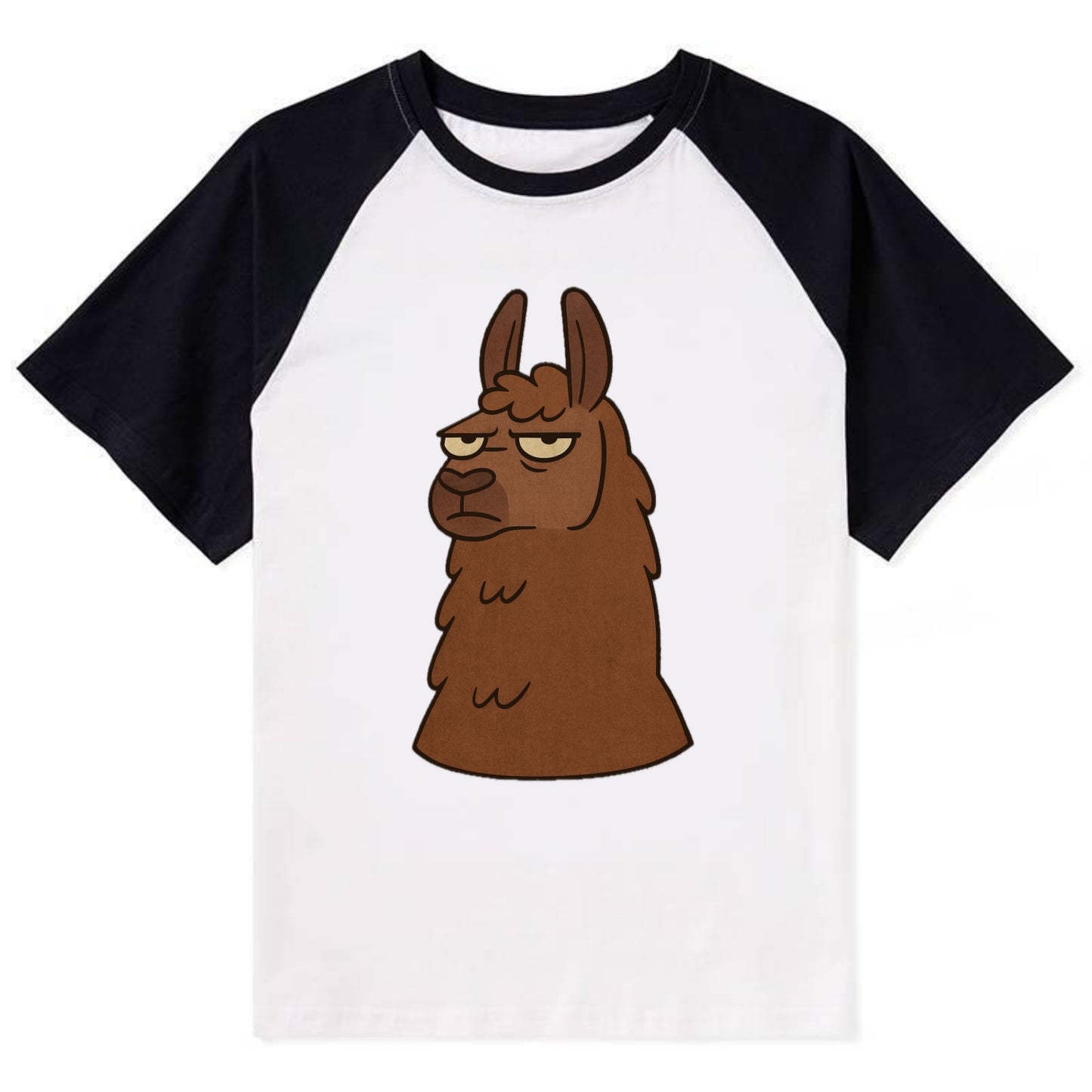 The Llama Judging Silently - Contrast Raglan T-shirt - Black