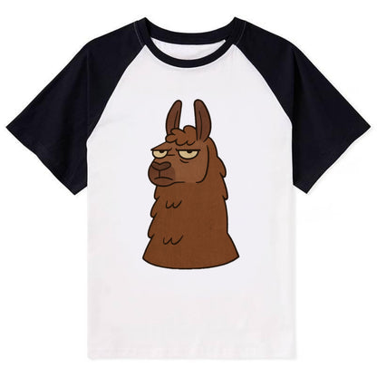 The Llama Judging Silently - Contrast Raglan T-shirt - Black