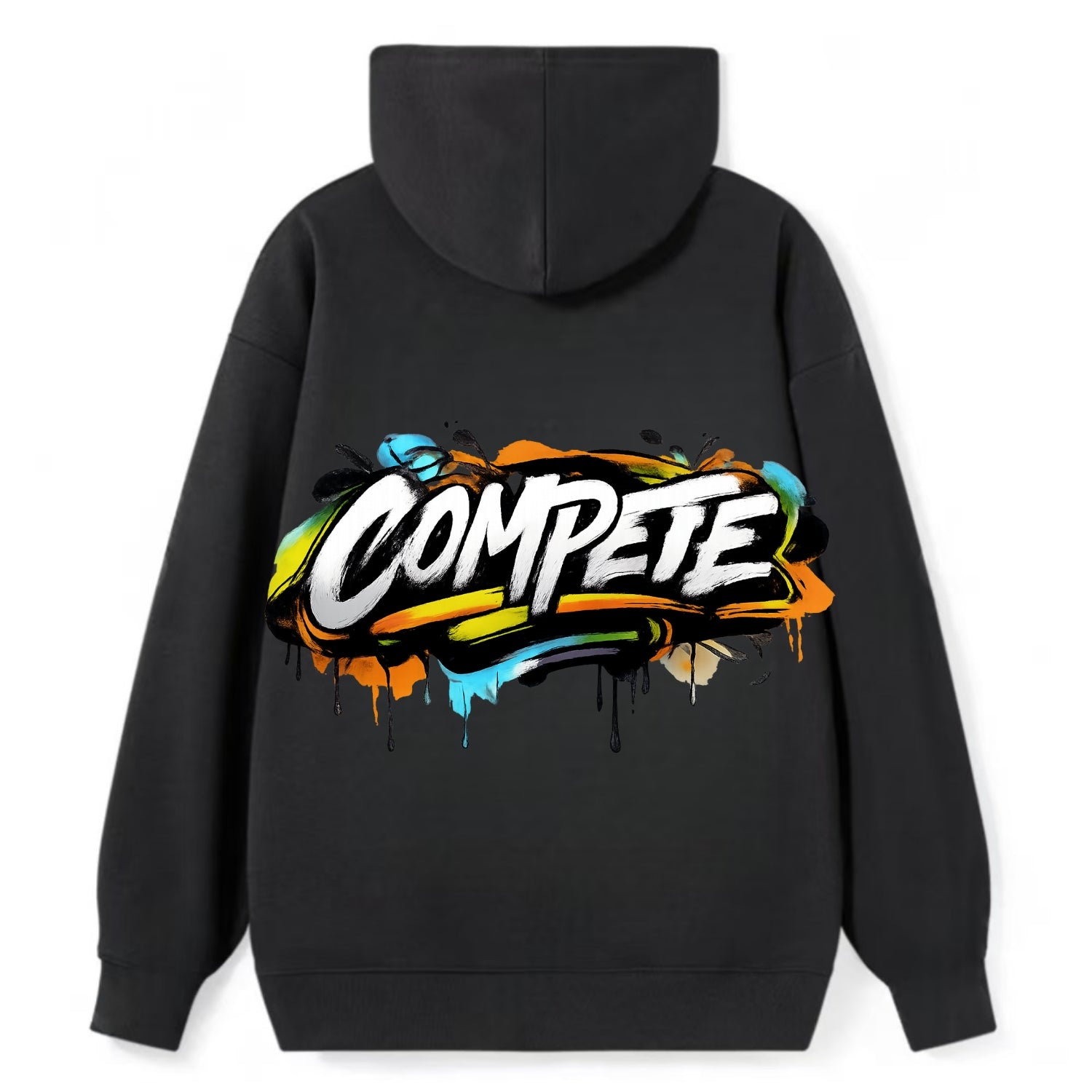 Bold typography design - "COMPETE" - competitive spirit, love the game - Classic Pullover Hoodie - Black