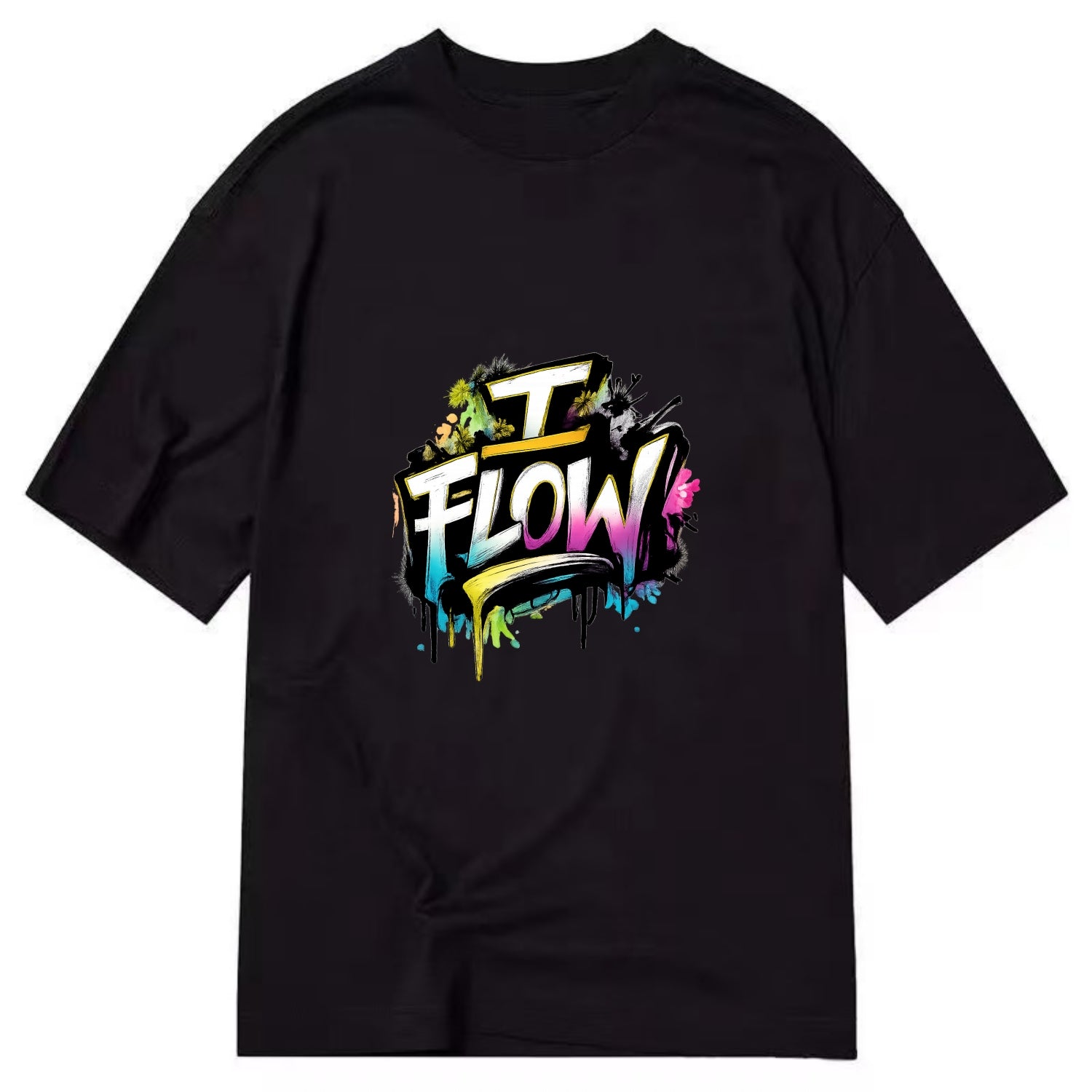 Bold typography design - "I FLOW" - going with life, easy movement - Classic T-shirt - Black