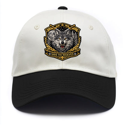 SAVE THE WOLVES - wolf moon in gray , predator protection - Two Tone Cap - Black