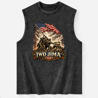Iwo Jima Flag Raising - Vintage Washed Tank - Black