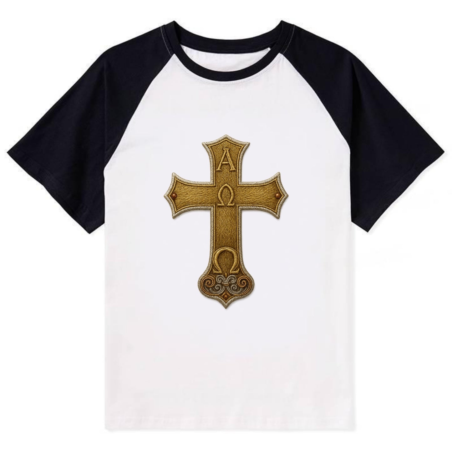 Alpha Omega Cross  - Contrast Raglan T-shirt - Black