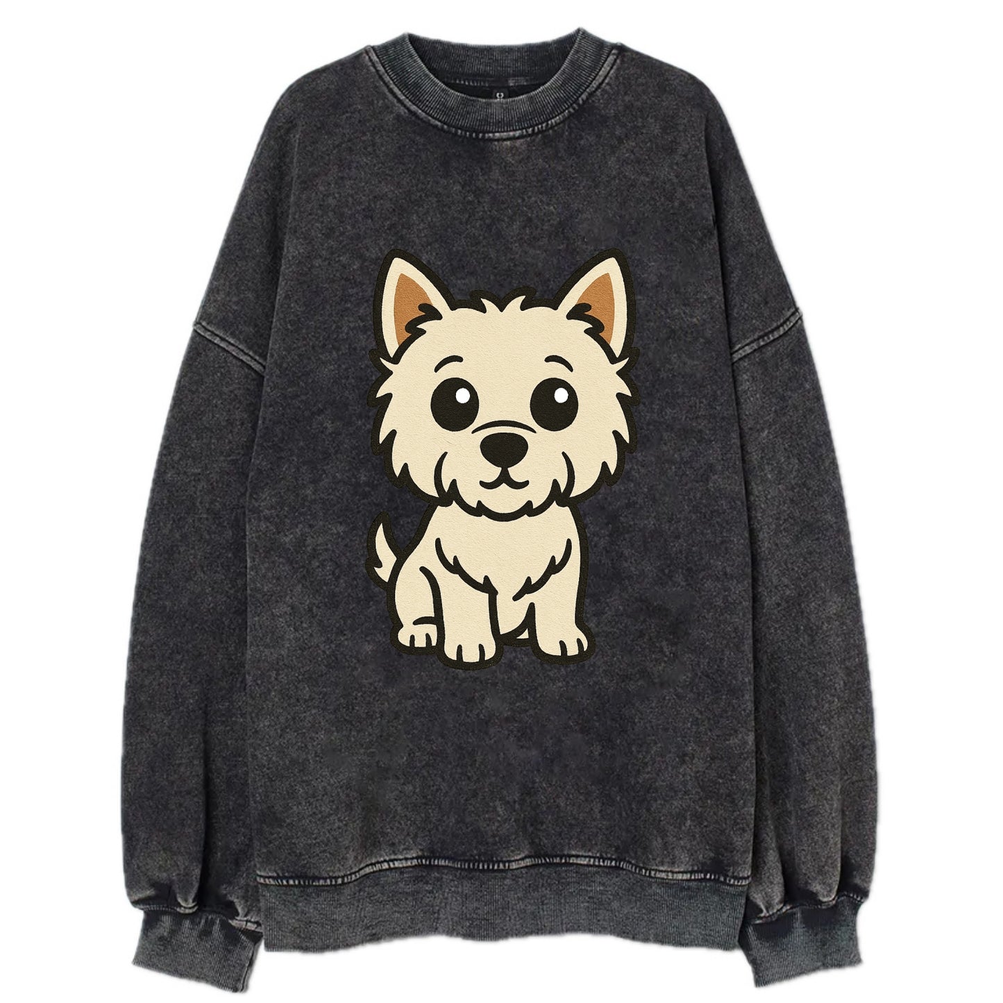 West Highland White Terrier - Alert standing pose - Vintage Sweatshirt - Black