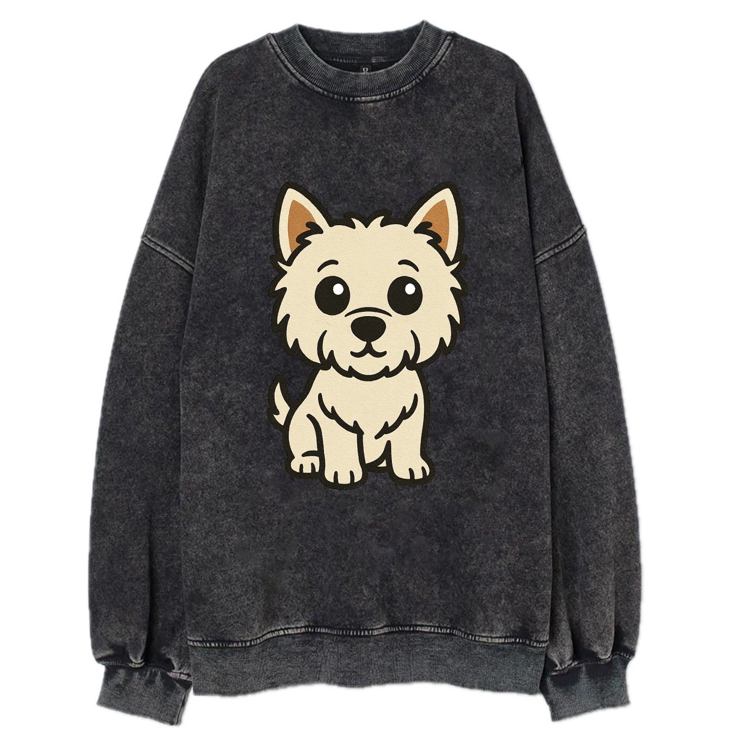 West Highland White Terrier - Alert standing pose - Vintage Sweatshirt - Black