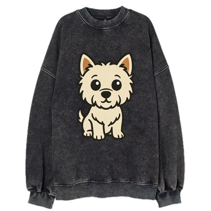 West Highland White Terrier - Alert standing pose - Vintage Sweatshirt - Black