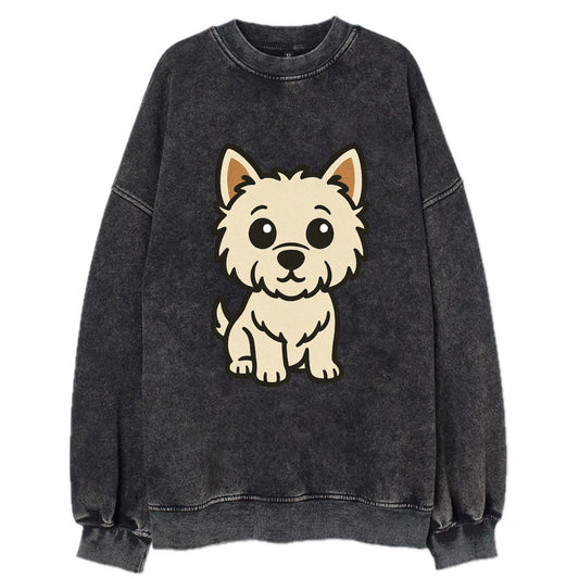West Highland White Terrier - Alert standing pose - Vintage Sweatshirt - Black