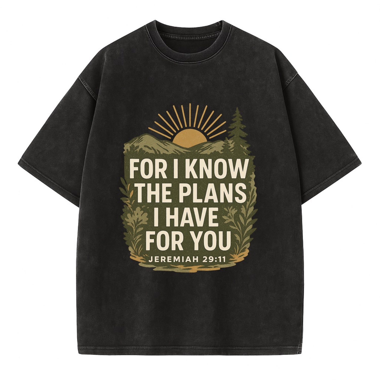 Jeremiah 29:11 Sunrise - Vintage T-shirt - Black