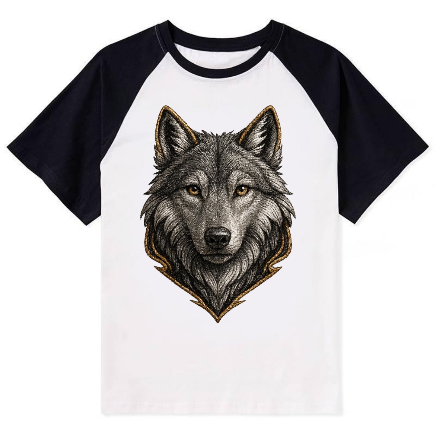 Wolf Totem  - Contrast Raglan T-shirt - Black