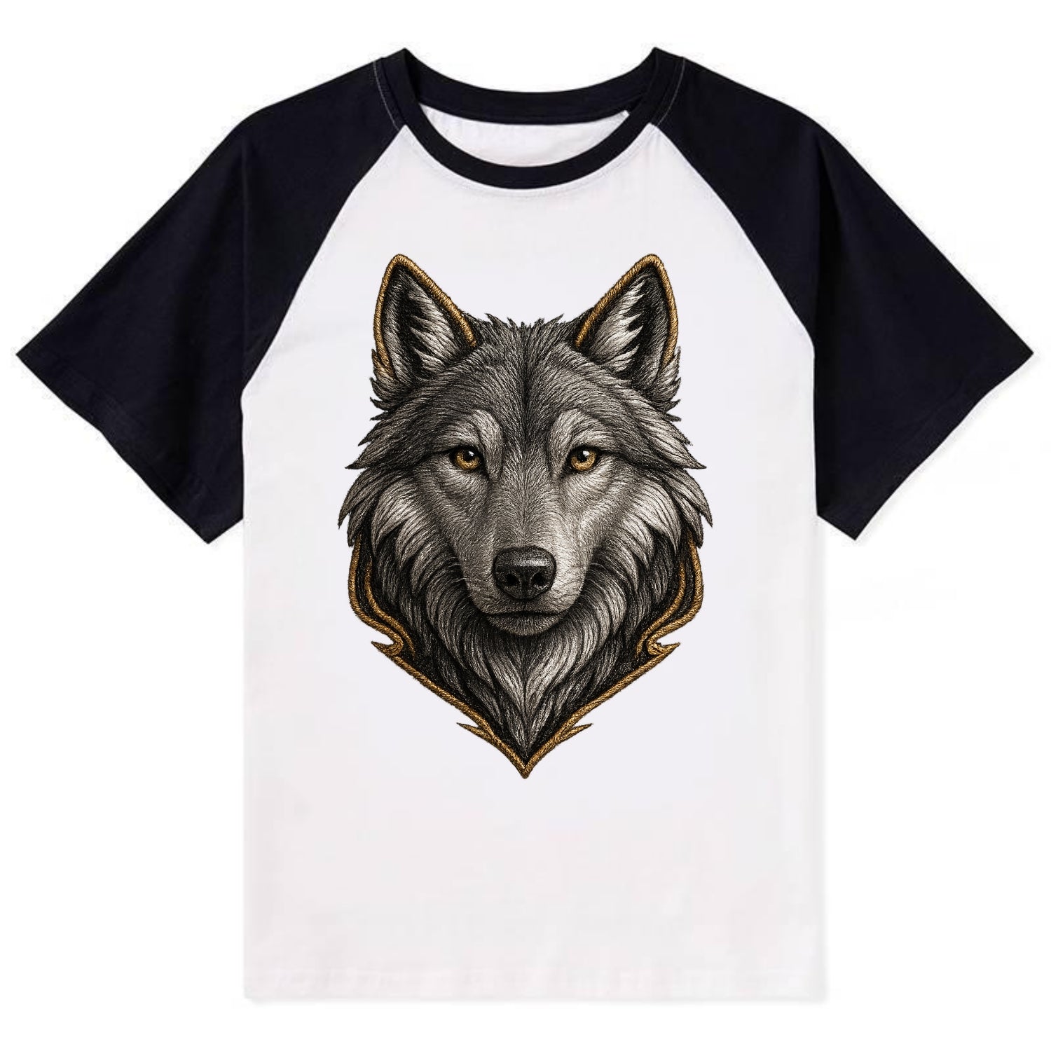 Wolf Totem  - Contrast Raglan T-shirt - Black