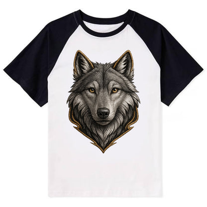 Wolf Totem  - Contrast Raglan T-shirt - Black