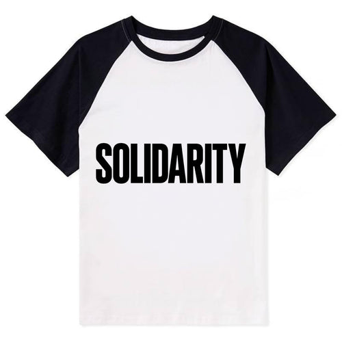 Bold typography design - SOLIDARITY - standing together, support - Contrast Raglan T-shirt