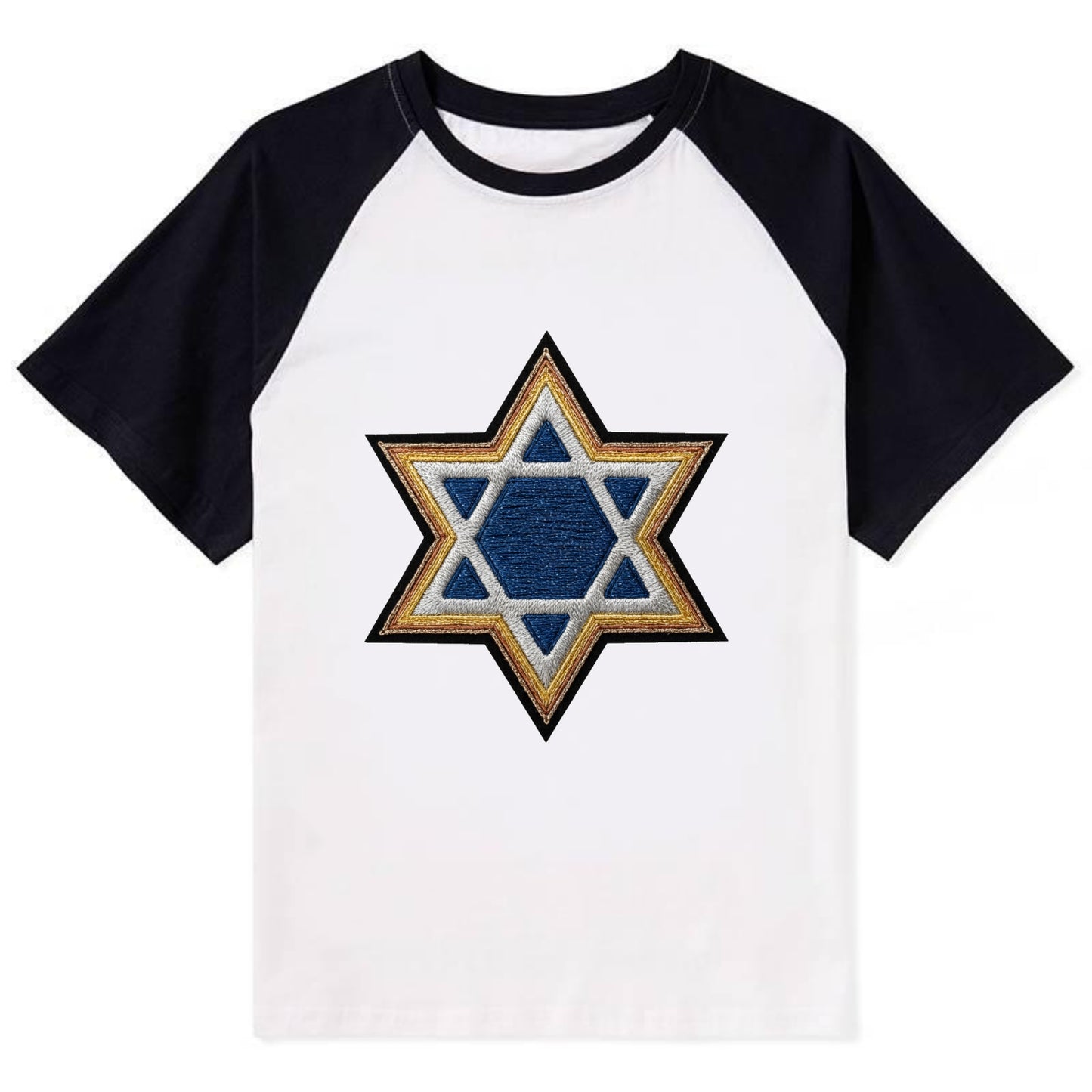 Star of David - Contrast Raglan T-shirt - Black
