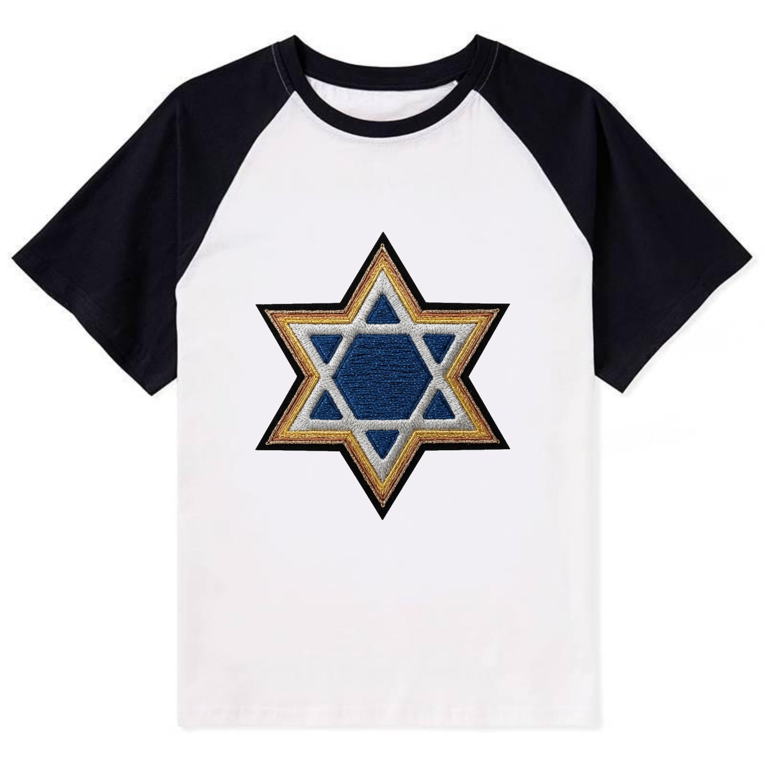Star of David - Contrast Raglan T-shirt - Black