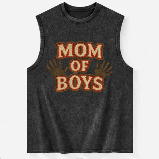 Mom Of Boys  - Vintage Washed Tank - Black