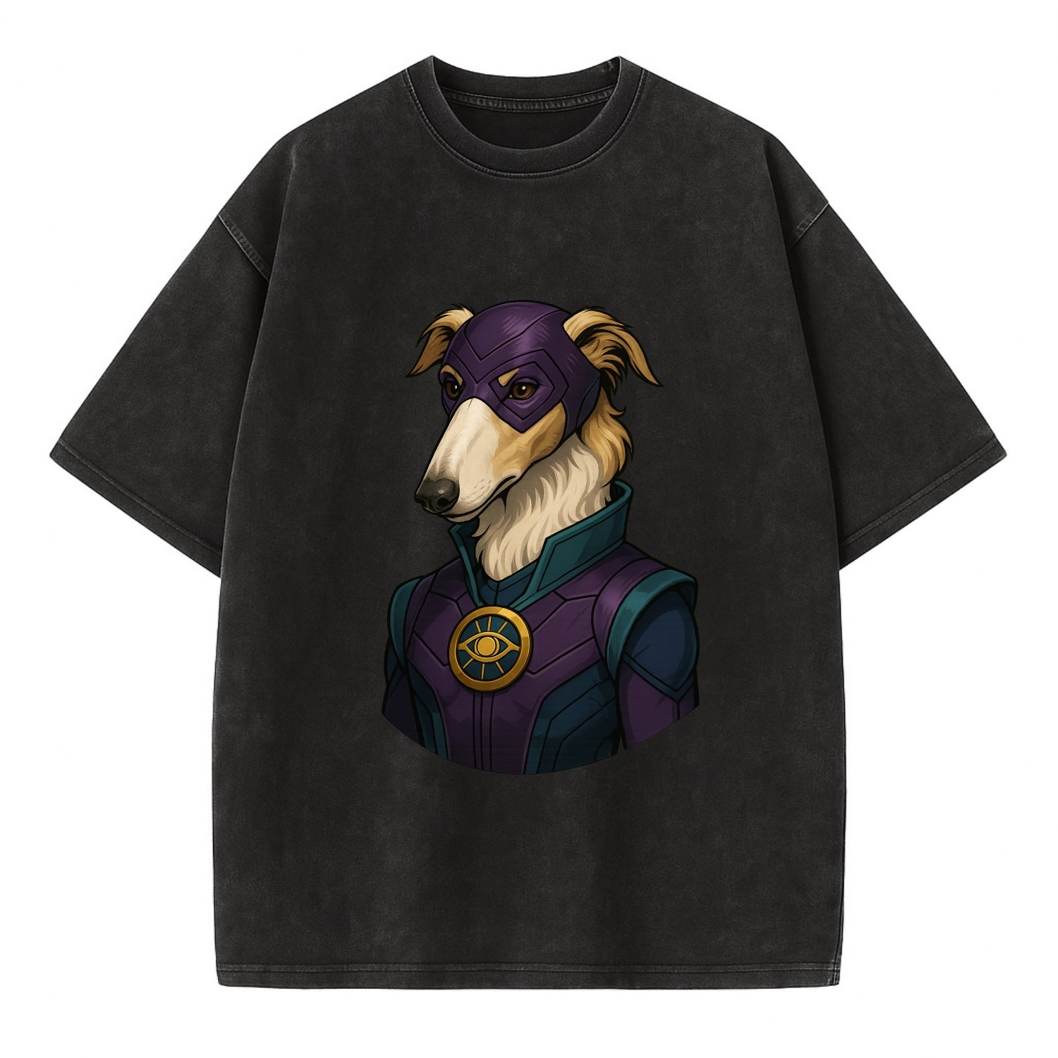 Borzoi Mystic Hero  - Vintage T-shirt - Black