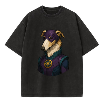 Borzoi Mystic Hero  - Vintage T-shirt - Black