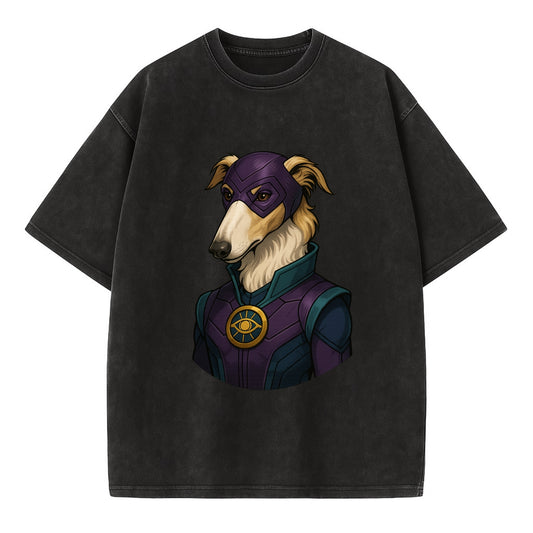 Borzoi Mystic Hero  - Vintage T-shirt - Black