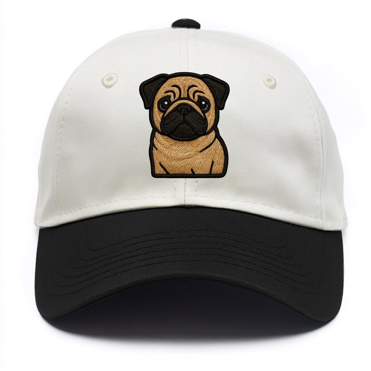 Pug - Contemporary wrinkled design with - Two Tone Cap - Black
