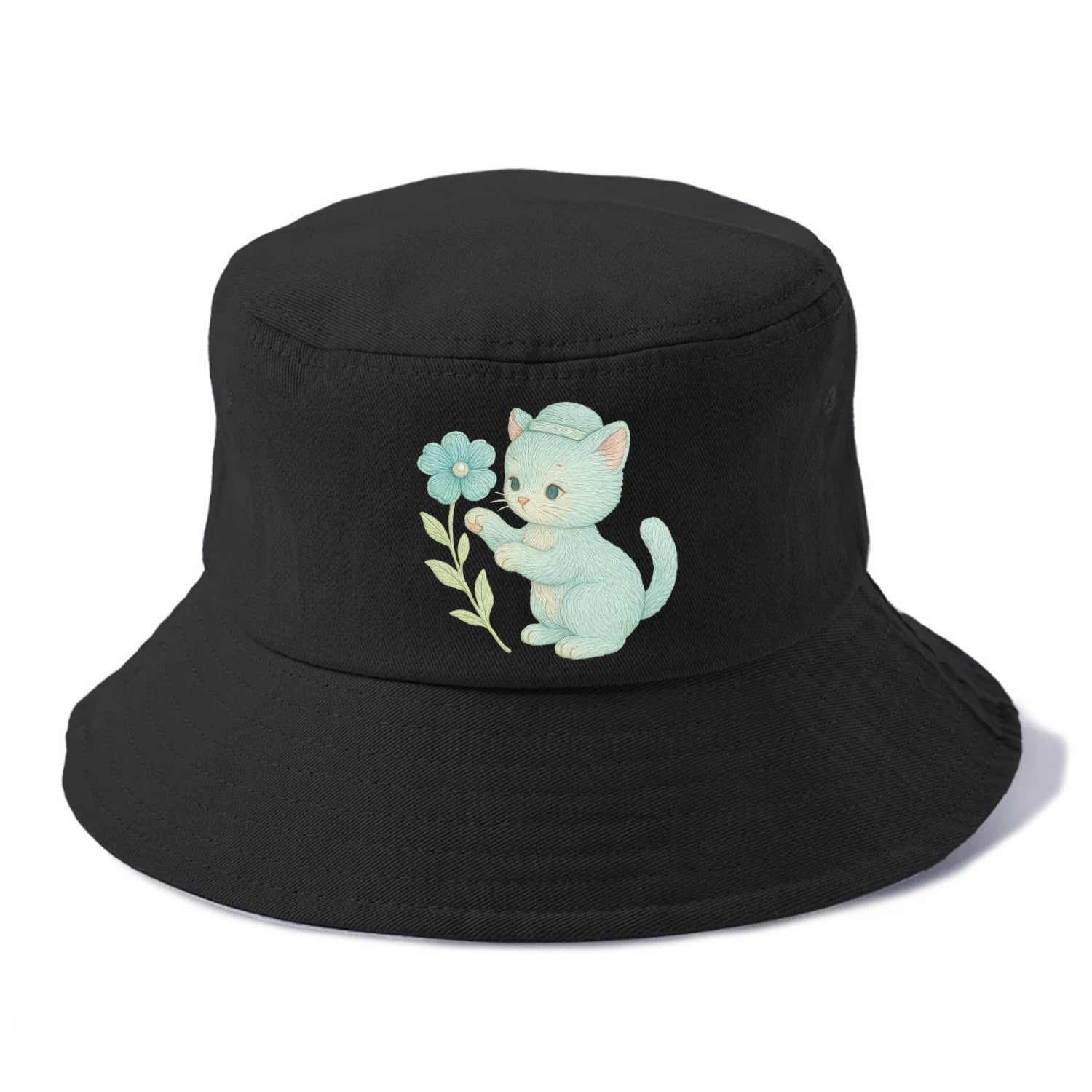 Aqua Kitten - Bucket Hat - Black