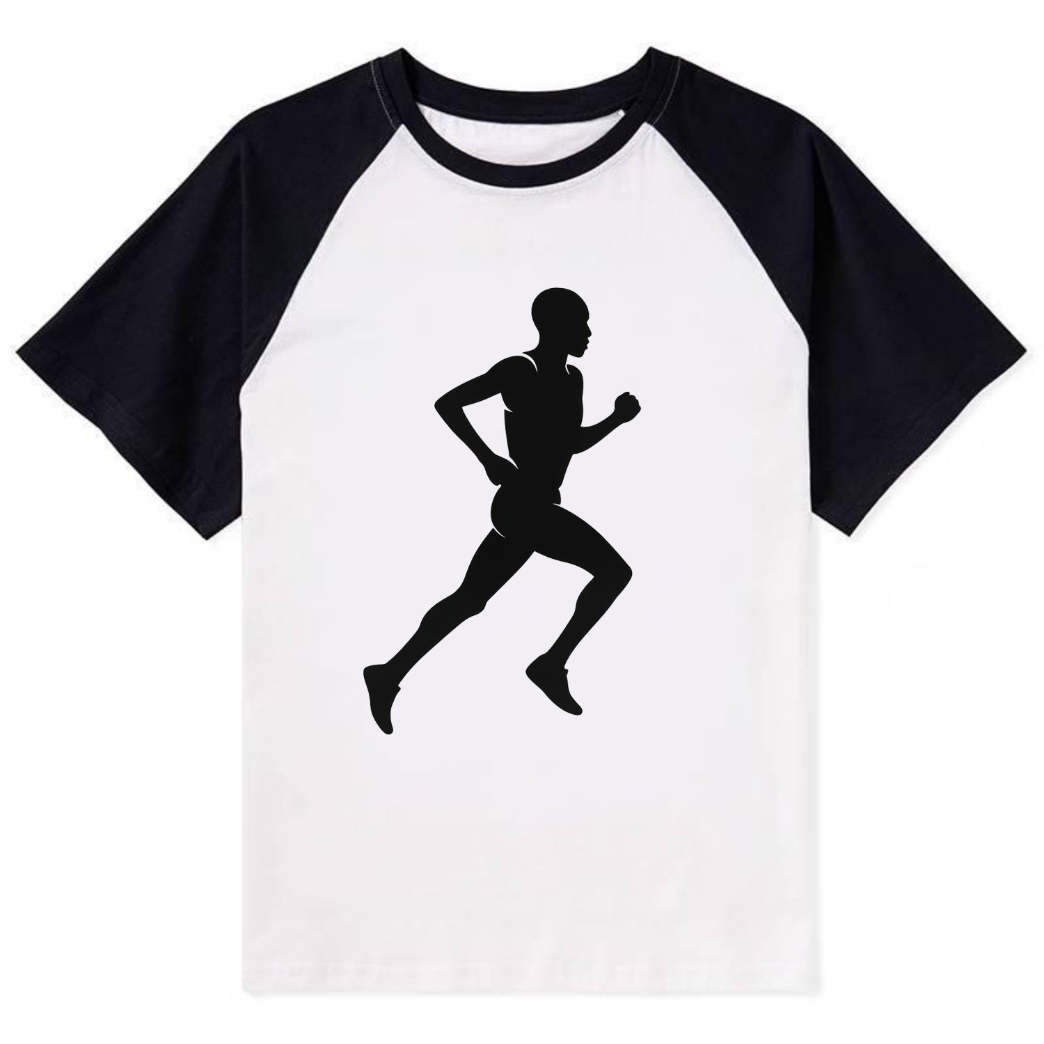 Kenyan distance runner stride - Contrast Raglan T-shirt - Black