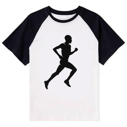 Kenyan distance runner stride - Contrast Raglan T-shirt - Black