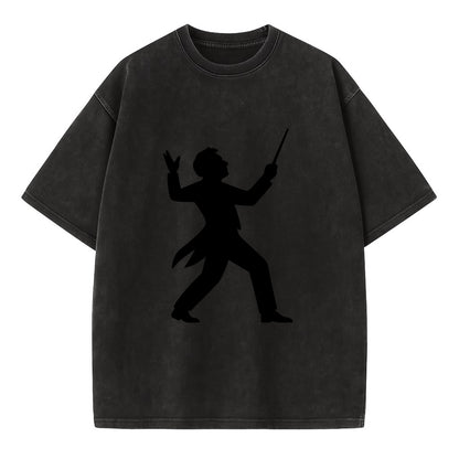 Conductor leading orchestra passionately - Vintage T-shirt - Black