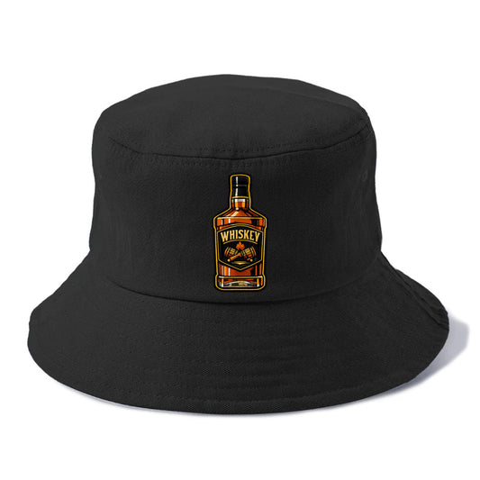 WHISKEY BOTTLE - bourbon bottle in amber and gold , spirits connoisseur - Bucket Hat - Black