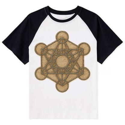 Metatron's Cube  - Contrast Raglan T-shirt - Black