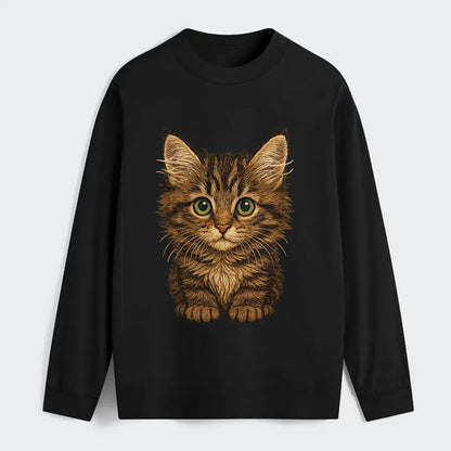 Baby Maine Coon Kitten - large fluffy tabby, tufted ears, big green - Classic Long Sleeve Shirt - Black