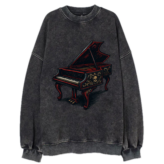 Harpsichord with baroque decorative styling - Vintage Sweatshirt - Black