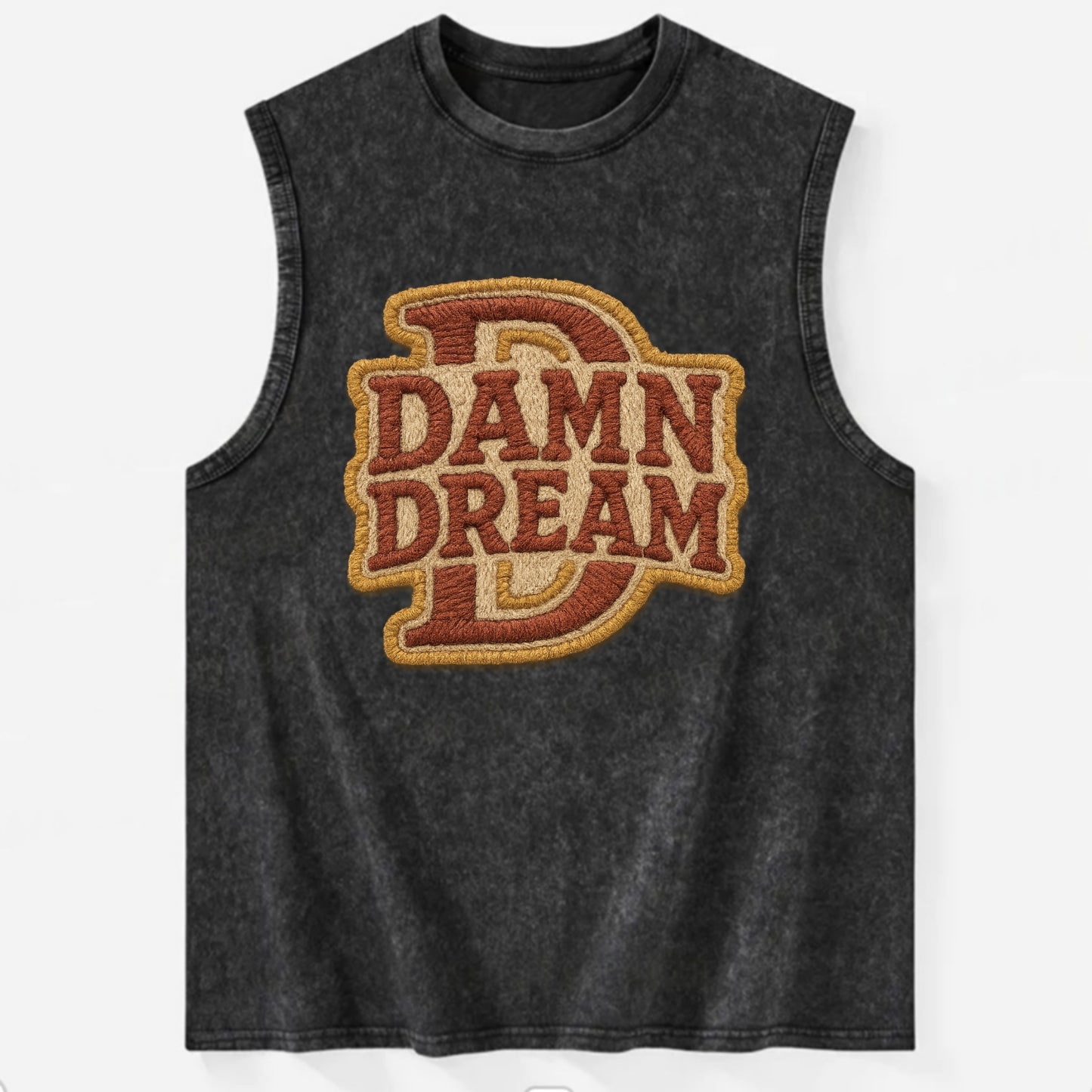 DAMN;DREAM BIG Motivational White Cap - Vintage Washed Tank - Black