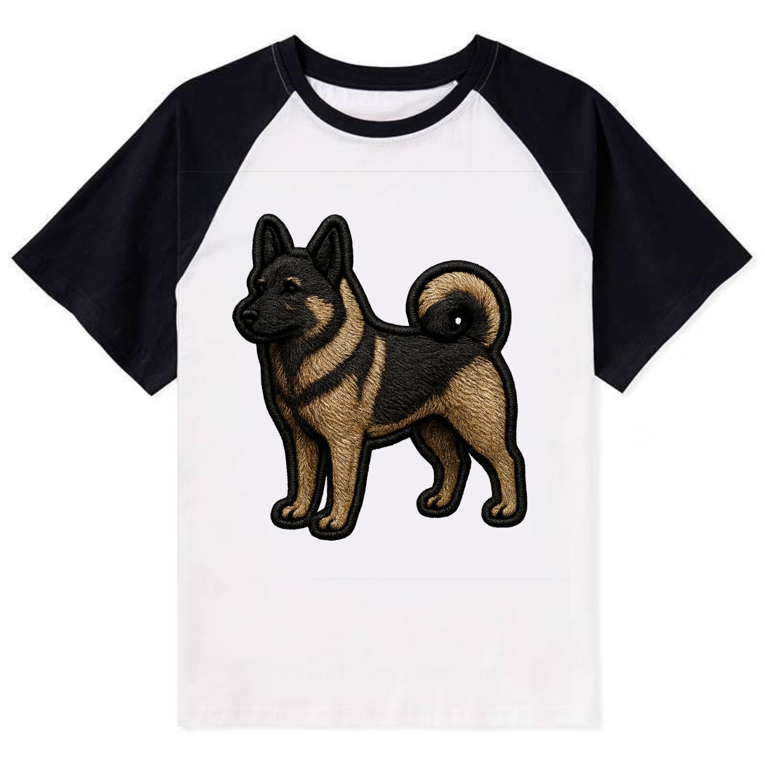 Norwegian Elkhound - Trendy Nordic desig - Contrast Raglan T-shirt - Black