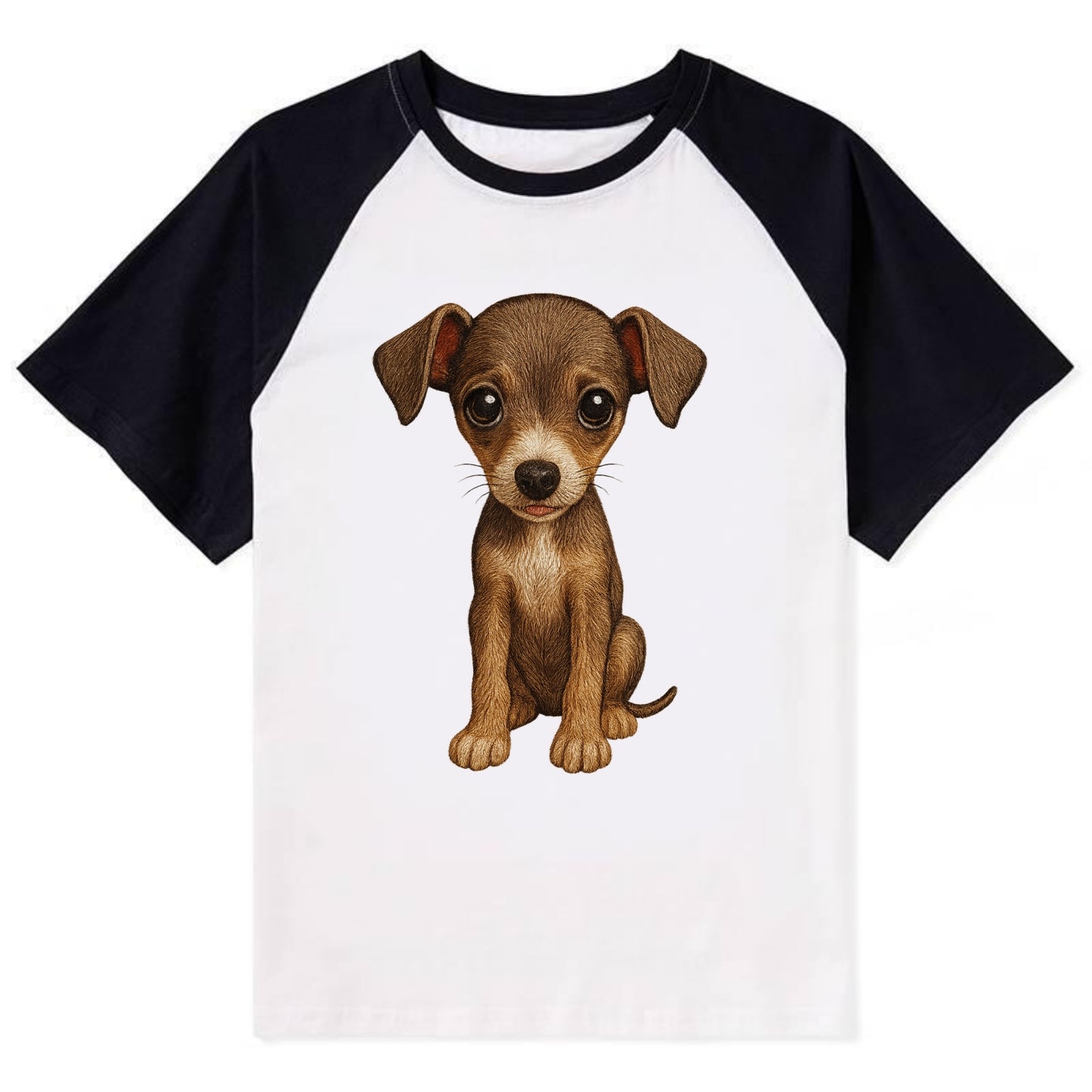 Baby Italian Greyhound Puppy - sleek tiny body, long legs, gentle eyes, - Contrast Raglan T-shirt - Black