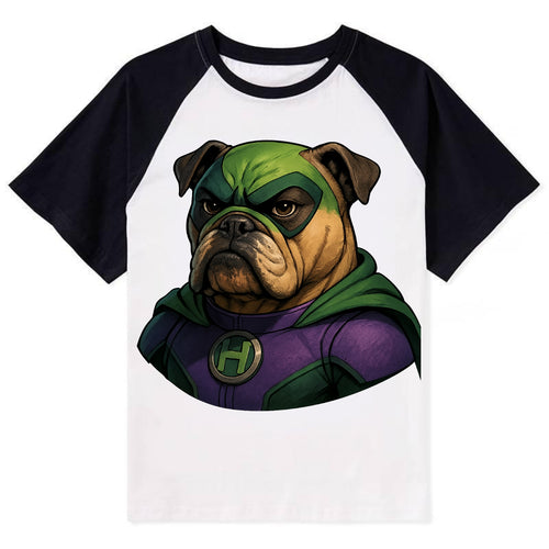 Bulldog Strong Hero  - Contrast Raglan T-shirt