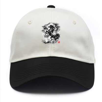 THUNDER HORSE | Storm horse with lightning elements | Dramatic storm clouds - Two Tone Cap - Black