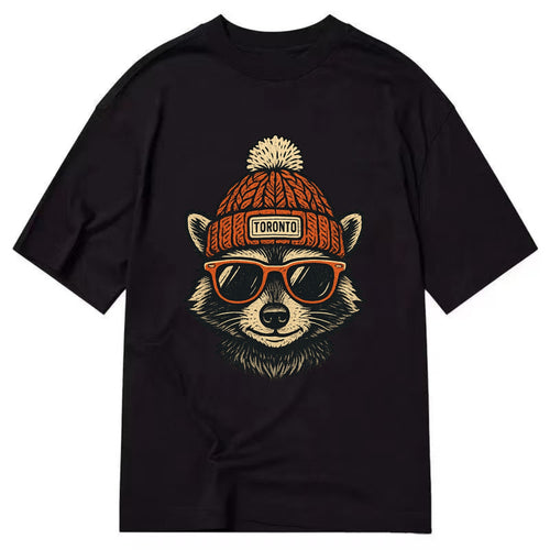Toronto Raccoon wearing Toronto beanie with pom pom and wayfarer sunglasses - Classic T-shirt