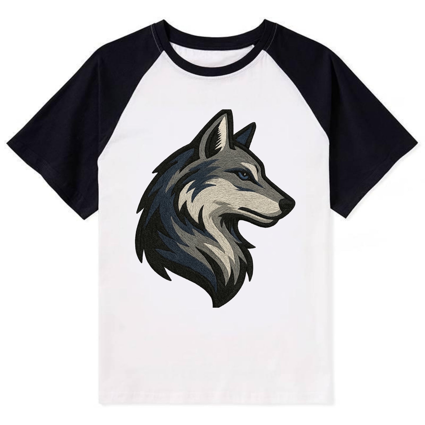 Lone Wolf Wanderer  - Contrast Raglan T-shirt - Black