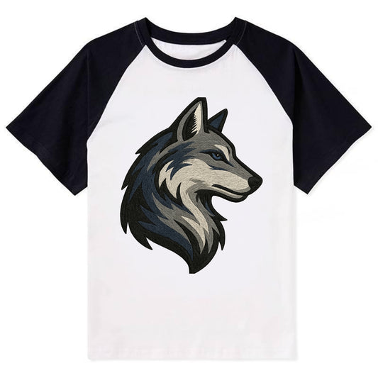 Lone Wolf Wanderer  - Contrast Raglan T-shirt - Black