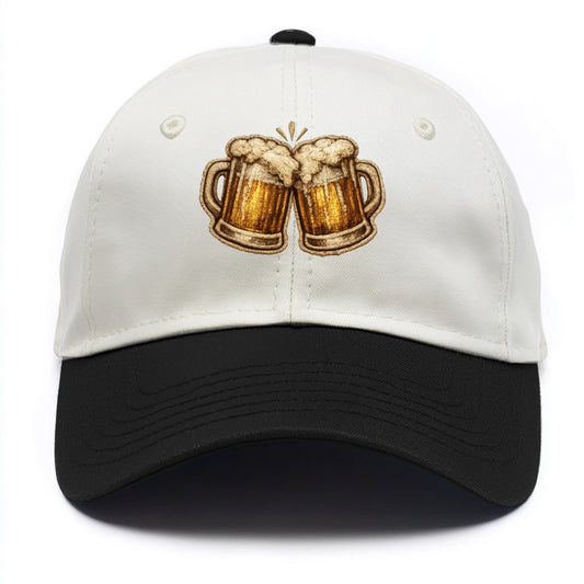 BEER MUG CHEERS - frosty beer stein in gold and amber , brewery - Two Tone Cap - Black