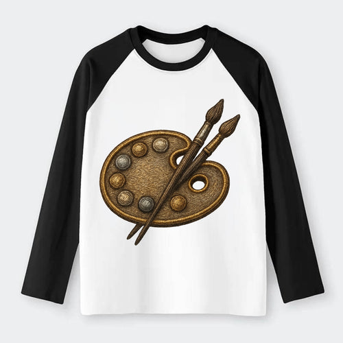 Artist palette with brushes - painter emblem - Raglan Long Sleeve T-Shirt