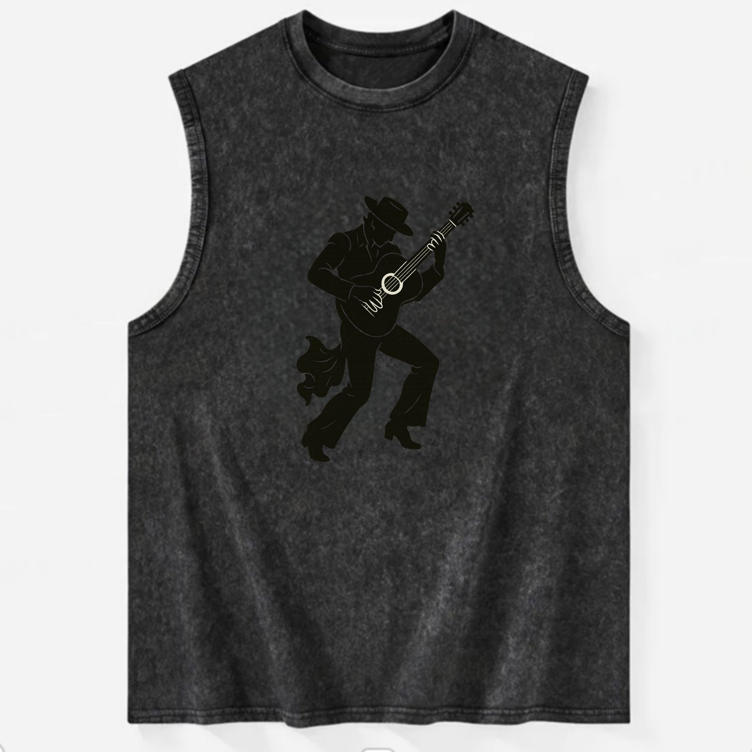 Flamenco guitarist dramatic pose - Vintage Washed Tank - Black