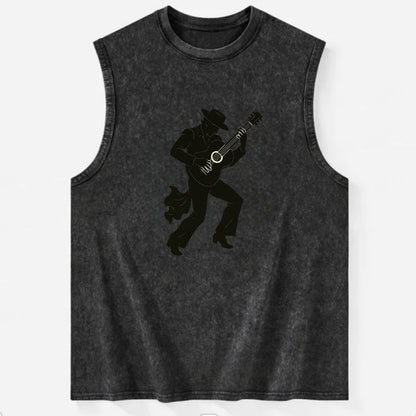 Flamenco guitarist dramatic pose - Vintage Washed Tank - Black