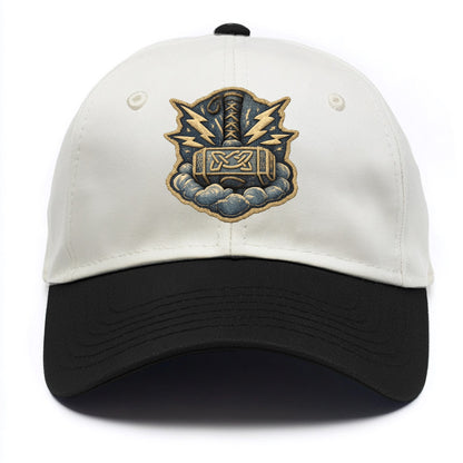 THOR HAMMER MJOLNIR - mighty hammer in silver and blue , thunder god - Two Tone Cap - Black