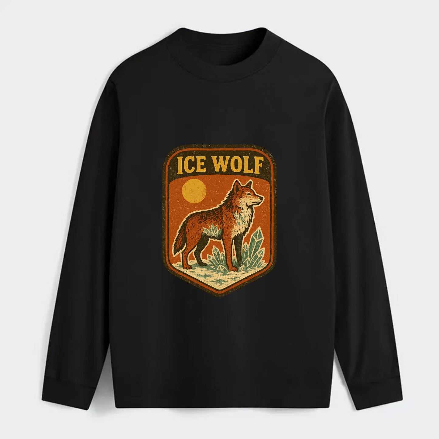 Ice Wolf Crystal  - Classic Long Sleeve Shirt - Black