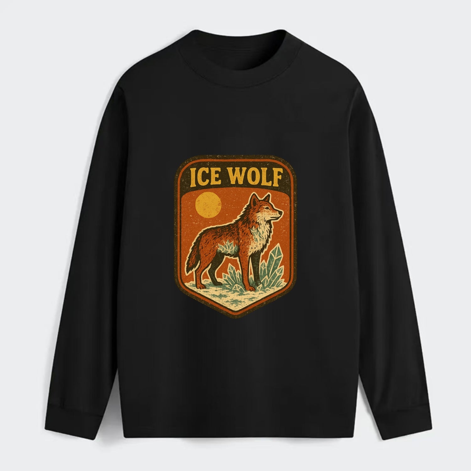 Ice Wolf Crystal  - Classic Long Sleeve Shirt - Black
