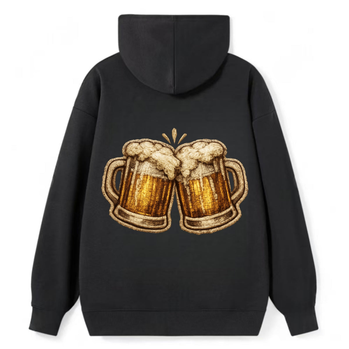 BEER MUG CHEERS - frosty beer stein in gold and amber , brewery - Classic Pullover Hoodie - Black